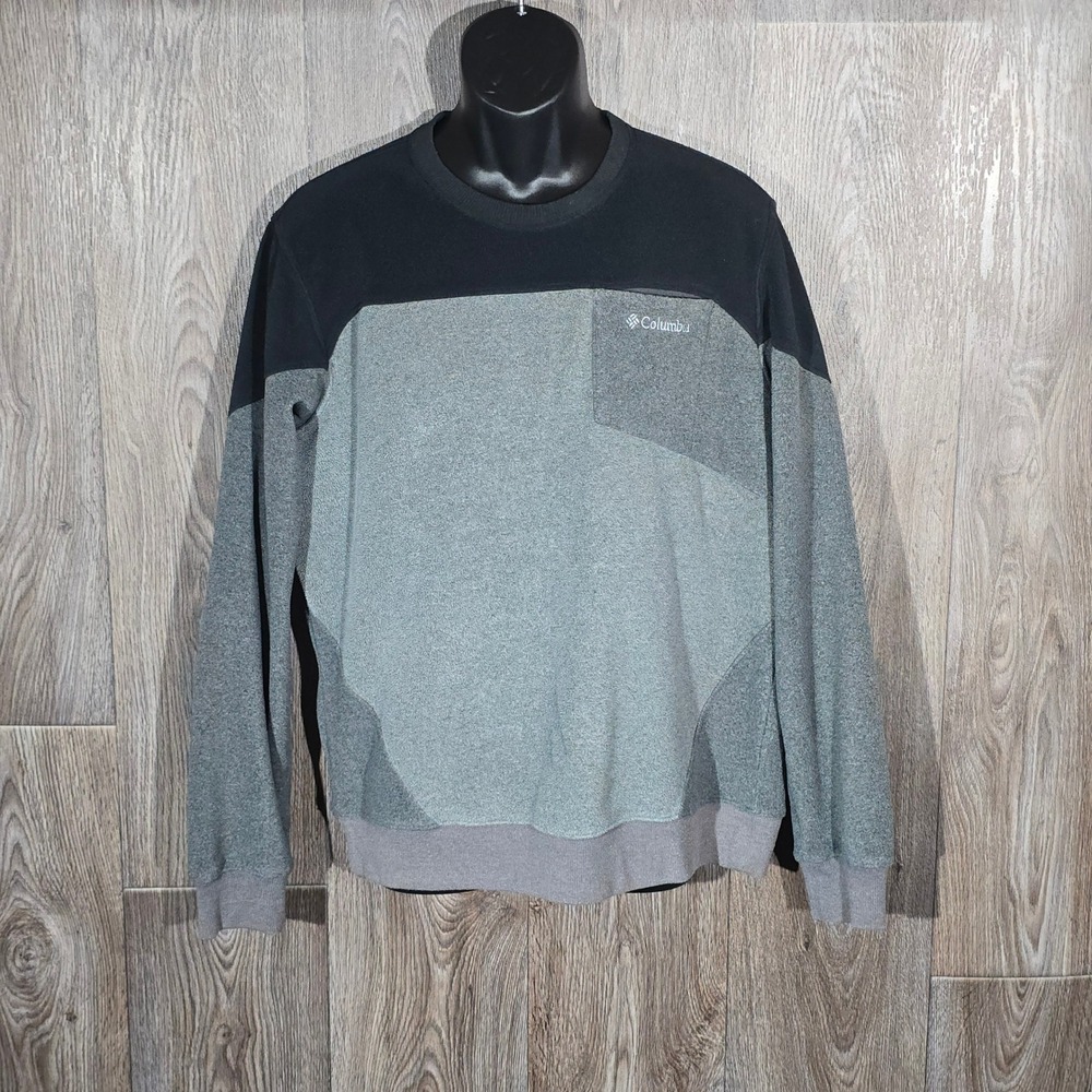 Columbia CSC Colorblock Fleece Crewneck Sweatshirt Medium‎ Gray Black Mens